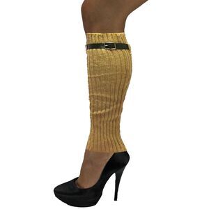 Knit Leg Warmers With Adjustable Belt Trim